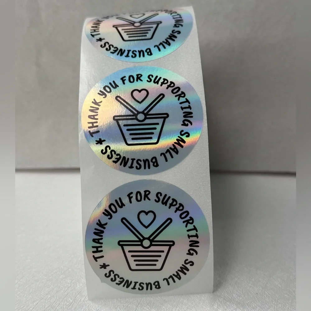 100pcs Thank You Stickers Holographic Small Business Labels 2”
